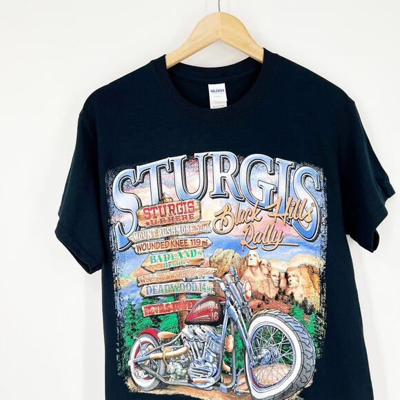 Sturgis Black Hills Motorcycle Rally Black Graphic T-Shirt Men's Size Medium - Picture 4 of 4
